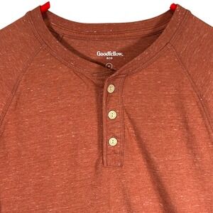 Goodfellow & Co Mens Long Sleeve Henley Shirt Burnt Orange Heather Size M Raglan